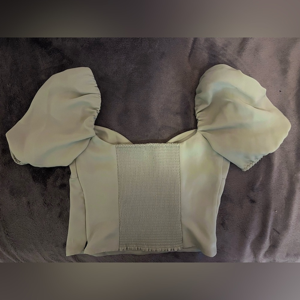 Aritzia/ Wilfred Novella Shortsleeved Blouse in Sage Green - Picture 2 of 3